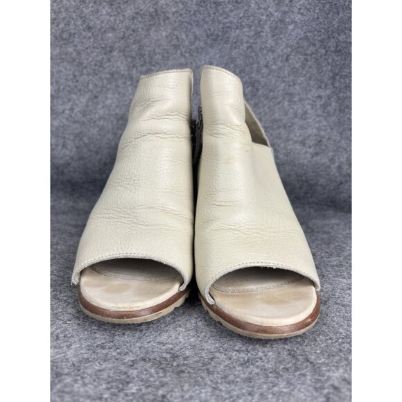 Sorel Shoes Womens Size 10 White Snake Print Leather Open Toe Heel Booties - Picture 2 of 9